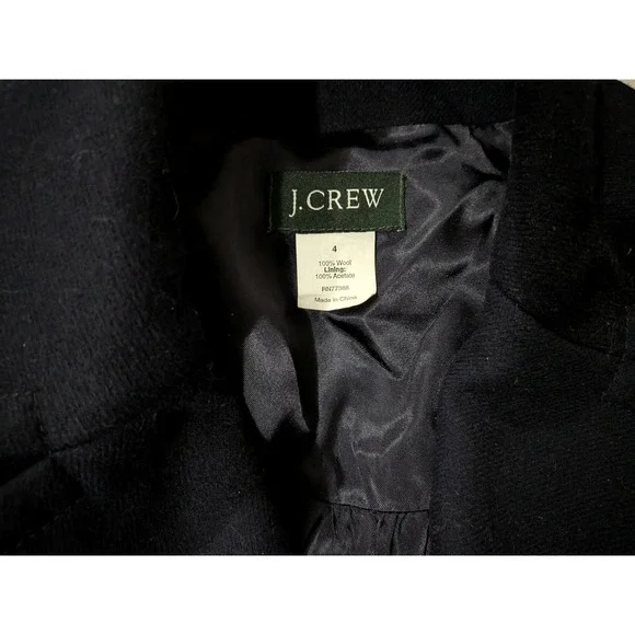 J. Crew Women Sz 4 100% Wool Classic Pea Coat Navy Blue Preppy Academia Minimal - Picture 7 of 7